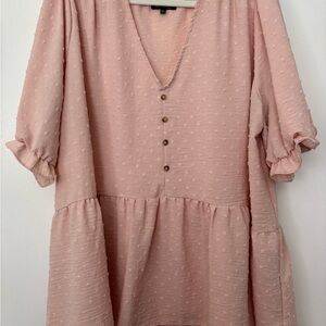 Blush Pink Swiss Dot Tiered Babydoll Top